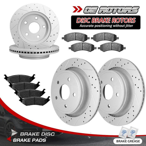 Front Rear Brake Rotors + Ceramic Pads For Dodge Durango Ram 1500 Chrysler Aspen - YXPCARS