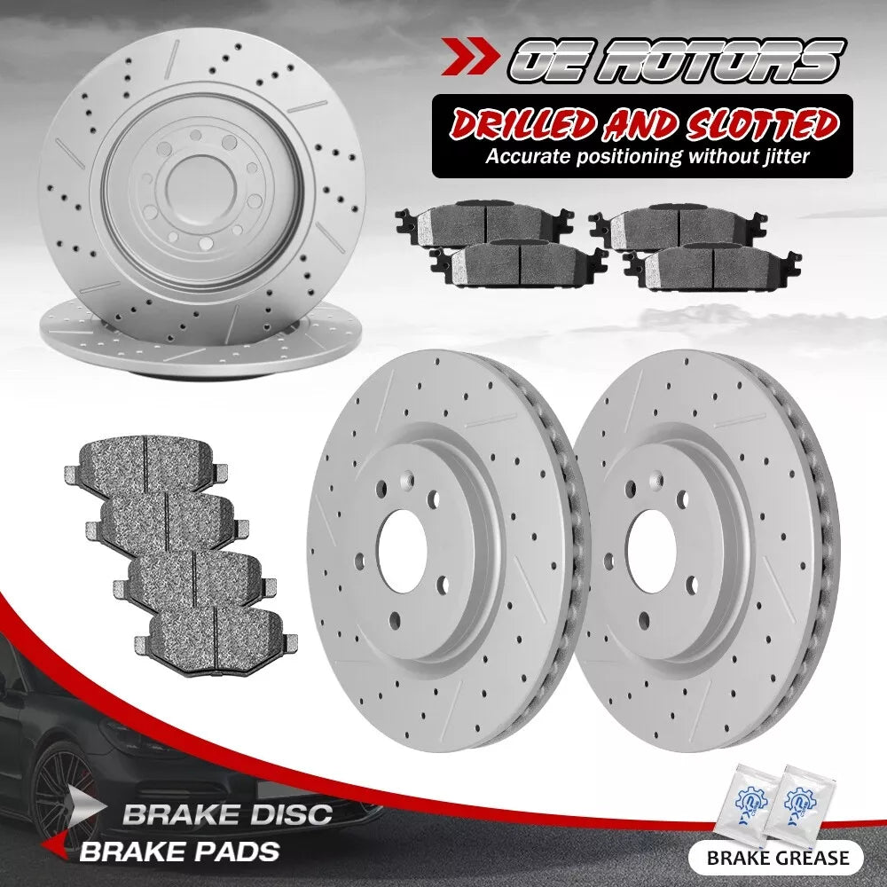 Front Rear Rotors + Ceramic Brake Pads for Ford Flex Explorer Taurus Lincoln MKT