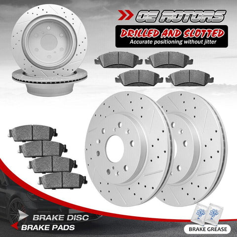 Front & Rear Drilled Rotors + Pads for Chevy Silverado 1500 GMC Sierra 1500 - YXPCARS
