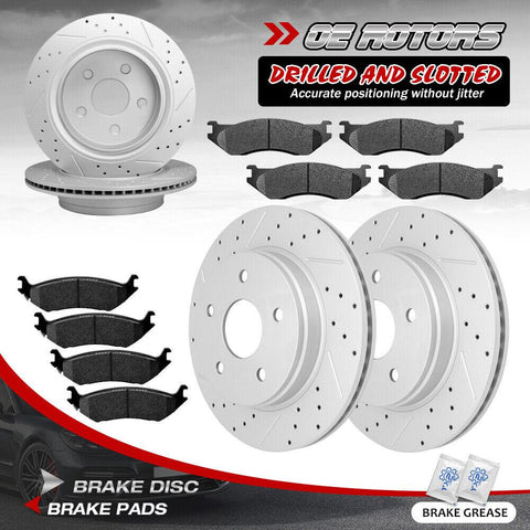 Front and Rear Disc Rotors + Brake Pads for 2004 2005 Dodge RAM 1500 Durango - YXPCARS
