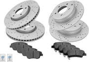 Brakes Kits for Hyundai Sonata,Kia Optima 2011,2012,2013,2014,2015 Brake Rotors and Brake Pads-Drilled and Slotted ROTORS(11.81 inch) with Ceramic Brake pads Are DOT Certified !