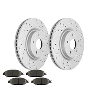 Front Brakes Rotors,Brake Pads Kit for INFINITI JX35 2013,QX60 2014-2019,PATHFINDER 2013-2019,MURANO 2015-2019-Premium Drilled and Slotted ROTORS, ASE Certified Mechanic Reviewed!