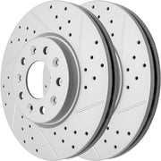Front Drilled and Slotted Disc Brake Rotors for Chevy Cruze Diesel 2014-2015/ Equinox 2018-2024/ Malibu 2016-2024/ Orlando 2012-2014/ Trailblazer 2021-2024/ Trax 2024/ Volt 2011-2015 (300.0 mm)