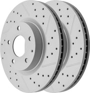 Front Drilled and Slotted Disc Brake Rotors Replacement for Mazda 3 2014 2015 2016 2.5L/ Mazda 3 2017-2018/3 Sport 2014-2018 2.5L/ Cx-3 2016-2019 2020 2021 2022 Awd With 10.43 Inch Rear Rotor