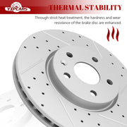 Front & Rear Drilled Slotted Rotors and Ceramic Disc Brake Pads Kit for Chevry Equinox 2010-2017, for Gmc Terrain 2010 2011 2012 2013 2014 2015 2016 2017
