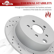 Ceramic Rear Brakes Pad and Rotors Drilled Slotted Solid Disc Brake Kits for Subaru XV Crosstrek 2013 2014 2015/ Crosstrek 2016 2017 2018 2019/ Impreza 2012-2019