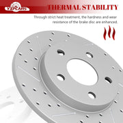 Ceramic Rear Brakes Pad and Rotors Drilled Slotted Solid Disc Brake Kits for Chevry Impala 2011-2013/ mpala Limited 2014-2016, for Buick Allure Lacrosse 2005 2006 2007 2008 2009 Except Super