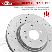 Ceramic Front Brakes Pad and Rotors Drilled Slotted Vented Disc Brake Kits for Ford Explorer 2011-2012/ Flex 2009-2011/ Taurus, for Lincoln MKS 2011-2012/ MKT 2010-2013 2014 2015 2016 2017 2018 2019
