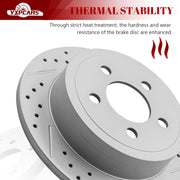 Ceramic Rear Brakes Pad and Rotors Drilled Slotted Solid Replacement Disc Brake Kits for Jeep Liberty 2003 2004 2005 2006 2007/ Wrangler Tj 2003-2006 with Rear Disc