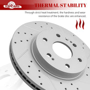 Ceramic Front Brakes Pad and Rotors Drilled Slotted Vented Disc Brake Kits for Escalade Esv, for Silverado 1500 Ltd/Suburban, for Sierra 1500 Limited/Yukon Xl w/ 4 Piston Front Caliper