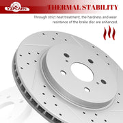 Ceramic Front Brakes Pad and Rotors Drilled Slotted Vented Replacement Disc Brake Kits for LEXUS RX330 2004 2005 2006/ RX350 2007-2009/ RX400H 2006-2008, for Toyota Highlander 2006-2007