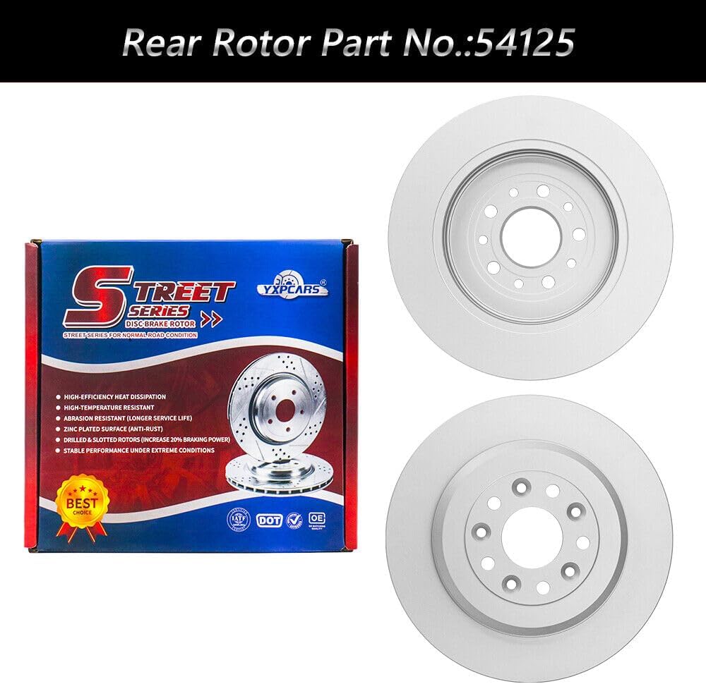Front & Rear Brakes Rotors Brake Pads Kit for FORD EDGE,LINCOLN MKX-Premium Drilled and Slotted ROTORS, ASE Certified Mechanic Reviewed!