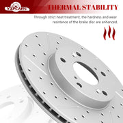 Ceramic Front Brakes Pad and Rotors Drilled Slotted Vented Replacement Disc Brake Kits for Acura CSX 2006 2007 2008 2009 2010 2011, for Honda Accord 2003-2007/ Civic 2006-2010