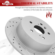 Ceramic Rear Brakes Pad and Rotors Drilled Slotted Solid Disc Brake Kits for Toyota Highlander 2008 - 2013