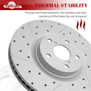 Ceramic Front Brakes Pad and Rotors Drilled Slotted Vented Replacement Disc Brake Kits for Lexus Gs450H Gs350 2009-2010/ Is300 Base 2016-2017 / Gs300 Base 2019