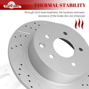 Ceramic Rear Brakes Pad and Rotors Drilled Slotted Solid Replacement Disc Brake Kits for Nissan Juke 2011-2017/ Sentra 2007-2019/ Altima 2002-2018/ Maxima 2004-2008