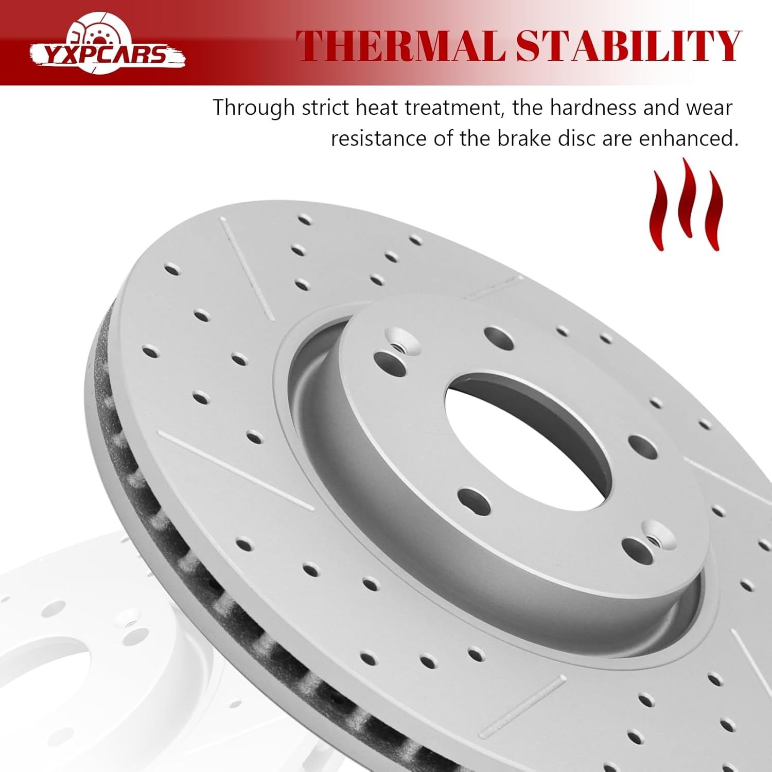 Ceramic Front Brakes Pad and Rotors Drilled Slotted Vented Replacement Disc Brake Kits for Hyundai Sonata 2011 2012 2013 2014, Sonata 2015 Hybrid/Hybrid Limited, for Kia Optima