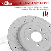 Ceramic Rear Brakes Pad and Rotors Drilled Slotted Solid Replacement Disc Brake Kits for Ford Edge/Explorer/Flex/Taurus, for Lincoln MKS 2009-2012/ MKT 2010-2019/ MKX 2011-2013 2014 2015
