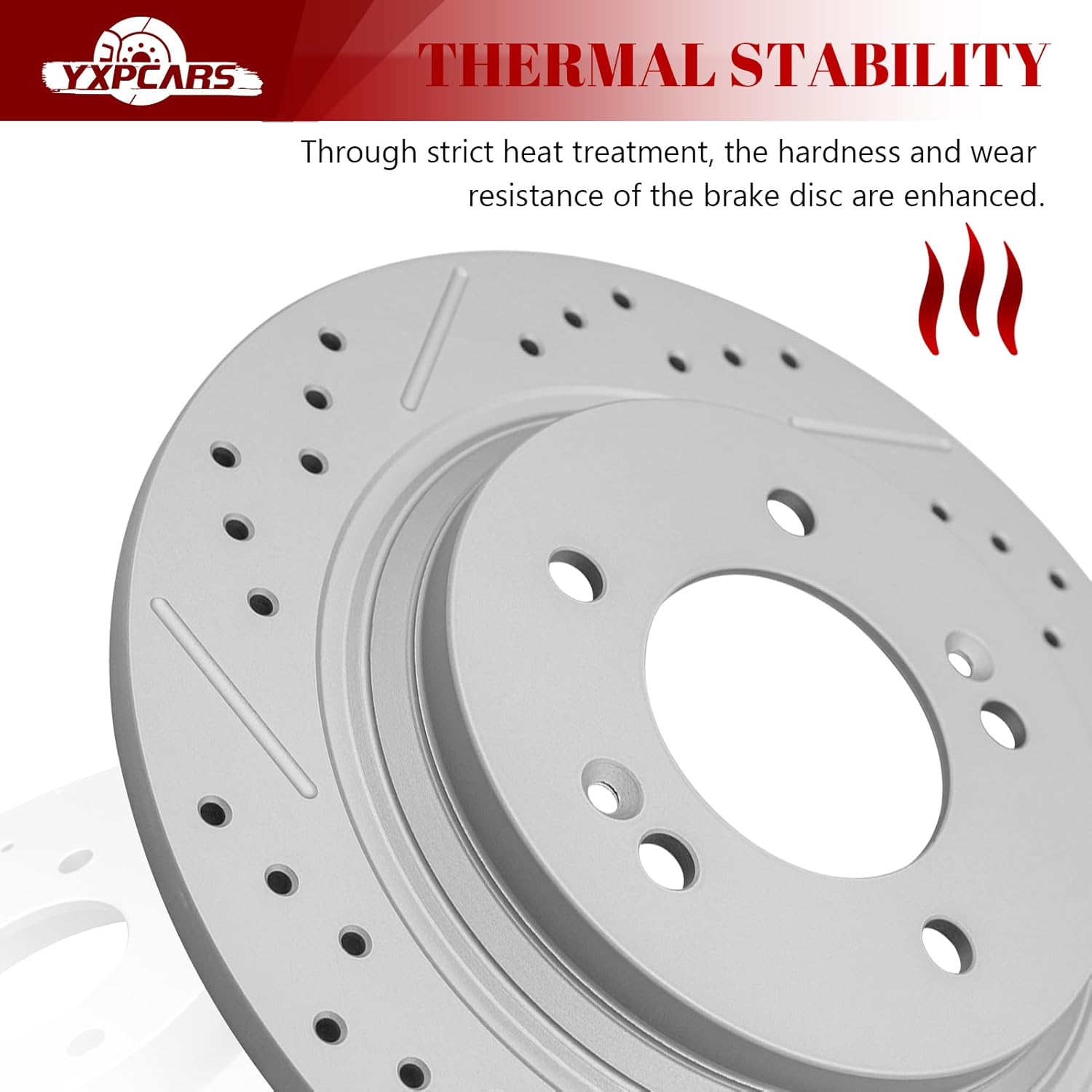 Ceramic Rear Brakes Pad and Rotors Drilled Slotted Solid Replacement Disc Brake Kits for Hyundai Azera 2016-2017 Limited/Sonata 2015 Full Hybrid Ev-Gas (Fhev) Engine with EPB