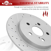 Ceramic Rear Brakes Pad and Rotors Drilled Slotted Solid Disc Brake Kits for Toyota Corolla 2009-2019/ Matrix 2009-2014/ Prius Prime 2017-2022/ Prius Awd-E 2019-2022, for Pontiac Vibe 2009 2010