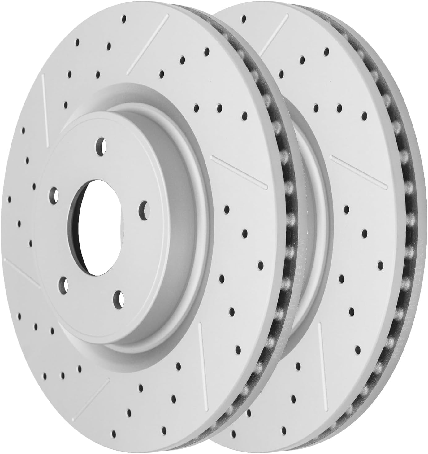 Front Drilled and Slotted Disc Brake Rotors for Infiniti JX35 2013/ QX50 2016-2017/ QX60 2014-2020/ Q50 2014-2019/ Q60 2014-2022, for Nissan Pathfinder 2013-2020/ Murano 2015-2023/ Z 2023 Sport
