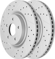 Front Drilled and Slotted Disc Brake Rotors for Infiniti JX35 2013/ QX50 2016-2017/ QX60 2014-2020/ Q50 2014-2019/ Q60 2014-2022, for Nissan Pathfinder 2013-2020/ Murano 2015-2023/ Z 2023 Sport