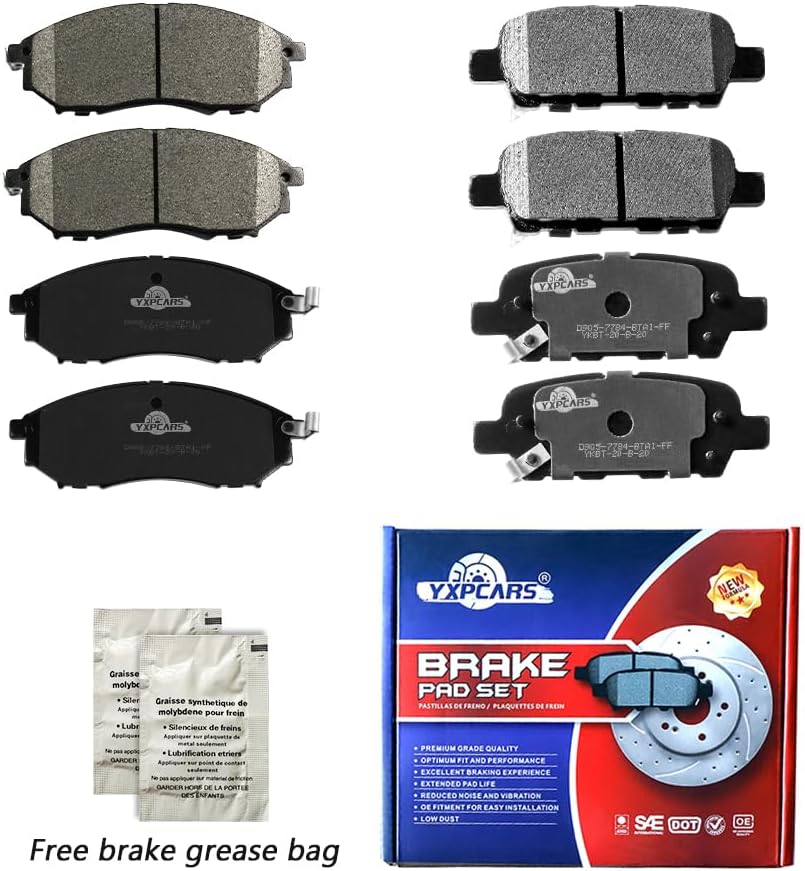 Brakes Rotors Brake Pads for INFINITI EX35,EX37,G25,G35,G37,M35,M45,Q40,QX50,350Z,370Z-(12.60 inch/12.13 inch), ASE Certified Mechanic Reviewed!(DIY Brake Spare Parts for Your Brake Kits)