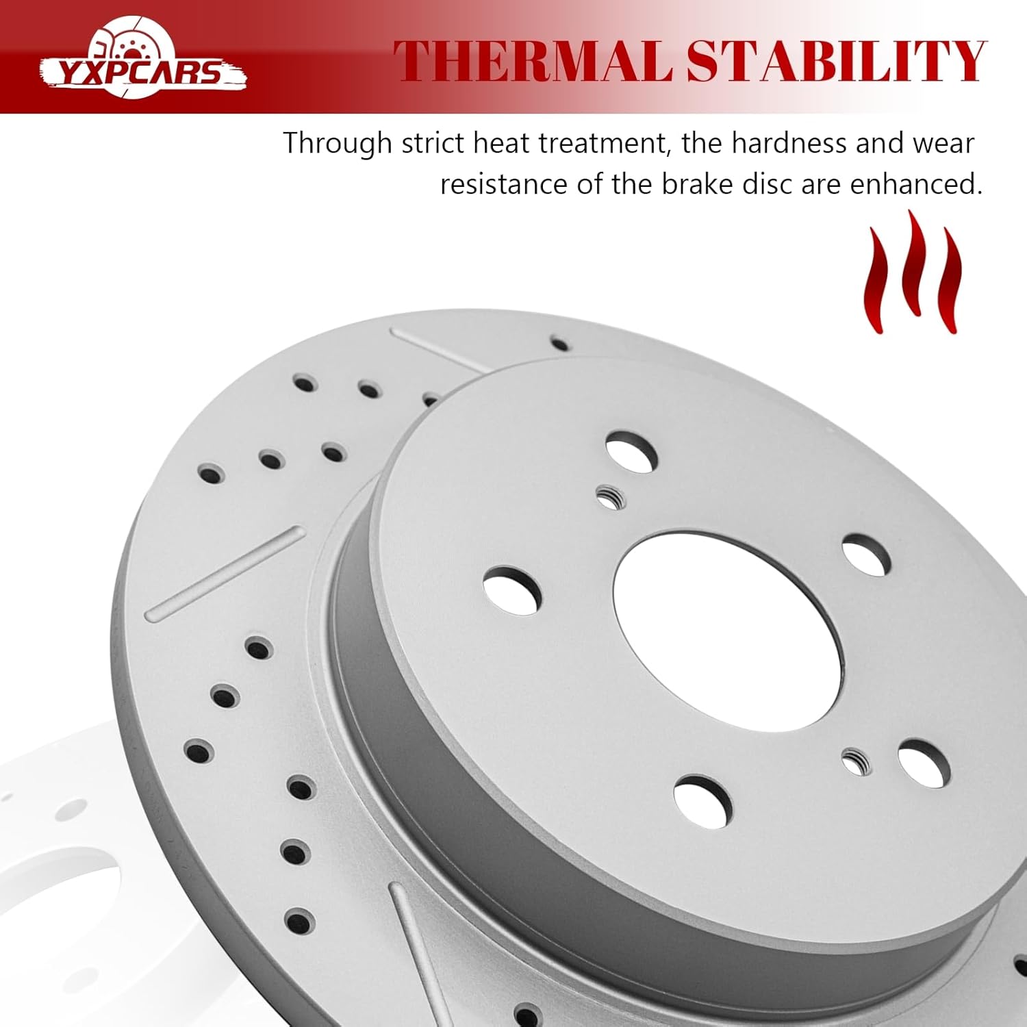 Ceramic Rear Brakes Pad and Rotors Drilled Slotted Solid Disc Brake Kits for Lexus Es250 Es300H Es350 Nx200T Nx300 Nx300H Ux200 Ux250H, for Toyota Avalon/C-Hr/Prius/ Rav4/ Venza