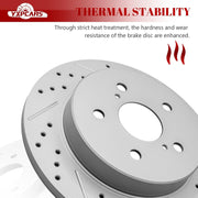 Ceramic Rear Brakes Pad and Rotors Drilled Slotted Solid Disc Brake Kits for Toyota Corolla Cross 2022-2023/ Prius Awd-E 2023/ Camry
