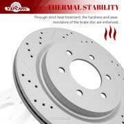 Ceramic Rear Brakes Pad and Rotors Drilled Slotted Vented Replacement Disc Brake Kits for Lincoln Navigator 2018-2021, for Ford Expedition 2018-2021/ F-150 2018 2019 2020 Electric Parking Brake