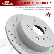 Ceramic Rear Brakes Pad and Rotors Drilled Slotted Solid Replacement Disc Brake Kits for Toyota Camry 2018 2019 2020 2021 2022 2023 Without Electric Park Brake