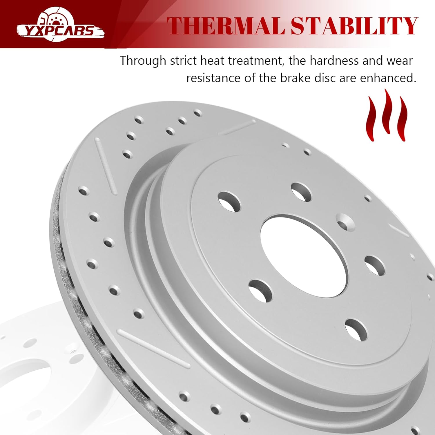 Ceramic Rear Brakes Pad and Rotors Drilled Slotted Vented Replacement Disc Brake Kits for Chevy Camaro 2010 2011 2012 2013 2014 2015 3.6L LS, LT