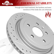 Ceramic Rear Brakes Pad and Rotors Drilled Slotted Vented Replacement Disc Brake Kits for Chevy Camaro 2010 2011 2012 2013 2014 2015 3.6L LS, LT