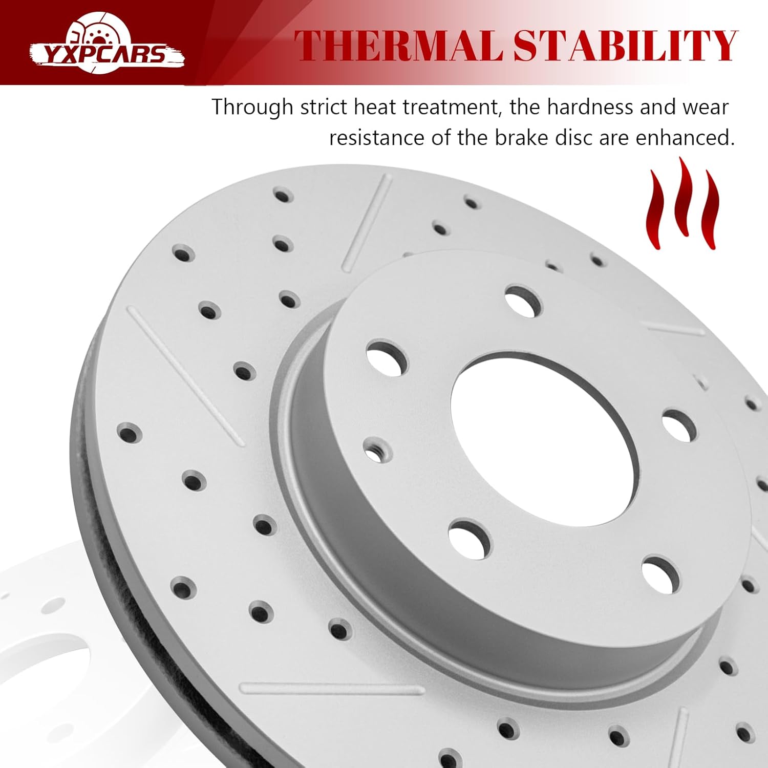Ceramic Front Brakes Pad and Rotors Drilled Slotted Vented Replacement Disc Brake Kits for Mazda 3 2014-2015 2.0L/ 3 2016/3 Sport 2014 2.0L