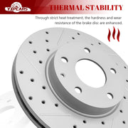 Ceramic Front Brakes Pad and Rotors Drilled Slotted Vented Replacement Disc Brake Kits for Mazda 3 2014-2015 2.0L/ 3 2016/3 Sport 2014 2.0L