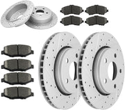 Brakes Rotors/Brake Pads Kit for Jeep Wrangler 2007/2008/2009/2010/2011/2012/2013-2018 Brake Disc-Premium Drilled and Slotted ROTORS(11.89 and 12.44 inch), ASE Certified Mechanic Reviewed!