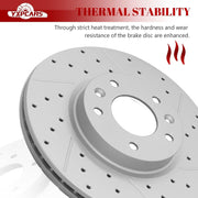 Ceramic Front Brakes Pad and Rotors Drilled Slotted Vented Replacement Disc Brake Kits for Ford Fusion 2006-2012, for Lincoln Mkz 2007-2012/ Zephyr 2006, for Mazda 6, for Mercury Milan 2006-2011