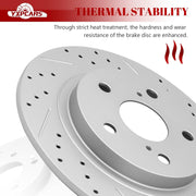 Ceramic Rear Brakes Pad and Rotors Drilled Slotted Solid Replacement Disc Brake Kits for Pontiac Vibe, for Scion Im 2016/ Xb 2008-2015, for Toyota Corolla Im 2017-2018/ Matrix