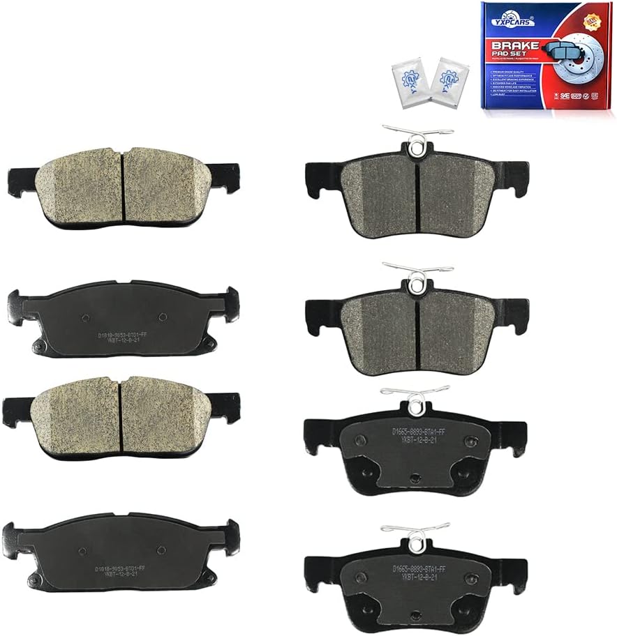 Brake Pads/Shoes for 2015/2016/2017/2018/2019/2020/2021 Ford Edge,2016/2017/2018 Lincoln MKX,2019/2020 Lincoln Nautilus Brake Kits(‎Front & Rear/D1818 D1665)