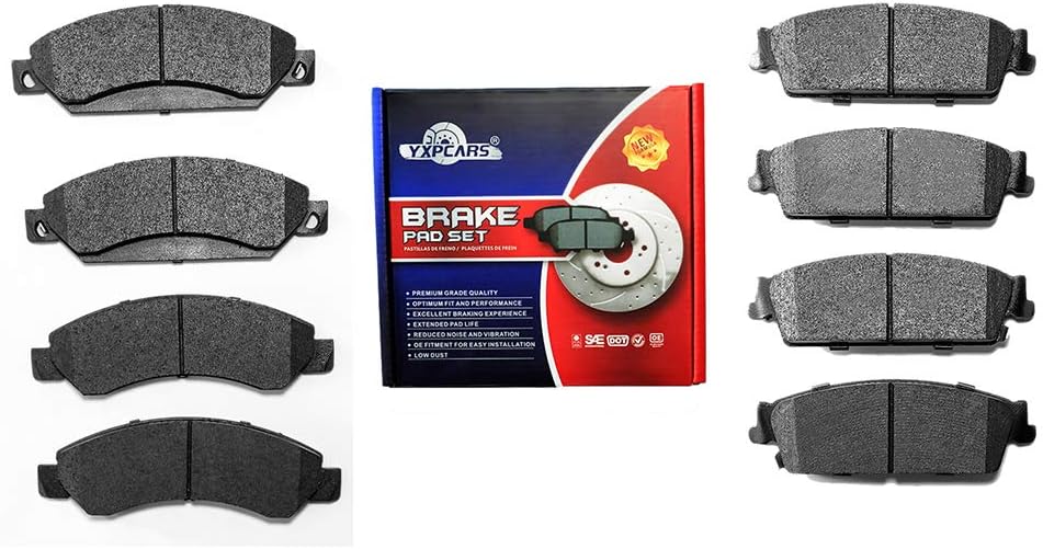 Front and Rear Ceramic Brake Pads for CADILLAC ESCALADE 2007-2008/CHEVROLET AVALANCHE/SILVERADO/SUBURBAN 1500/TAHOE 2007-2009/GMC SIERRA 1500 /YUKON
