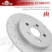 Ceramic Rear Brakes Pad and Rotors Drilled Slotted Solid Replacement Disc Brake Kits for Lexus Ct200H 2011 2012 2013 2014 2015 2016 2017, for Toyota Prius Plug-In 2012-2015/ Prius 2010-2022