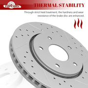Front & Rear Drilled Slotted Rotors and Ceramic Disc Brake Pads Kit for Chrysler Town & Country 2008-2011, for Dodge Grand Caravan 2008-2011/ Journey 2009-2011,for Volkswagen Routan 2009-2011