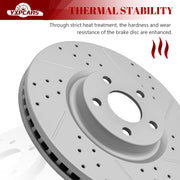 Front & Rear Drilled Slotted Rotors and Ceramic Disc Brake Pads Kit for Ford Edge 2015-2018/ Edge 2019 Se, Sel Plus, Sel, Titanium/Edge 2020 Se, Sel, St-Line, Titanium (316.0 mm); Solid Rear
