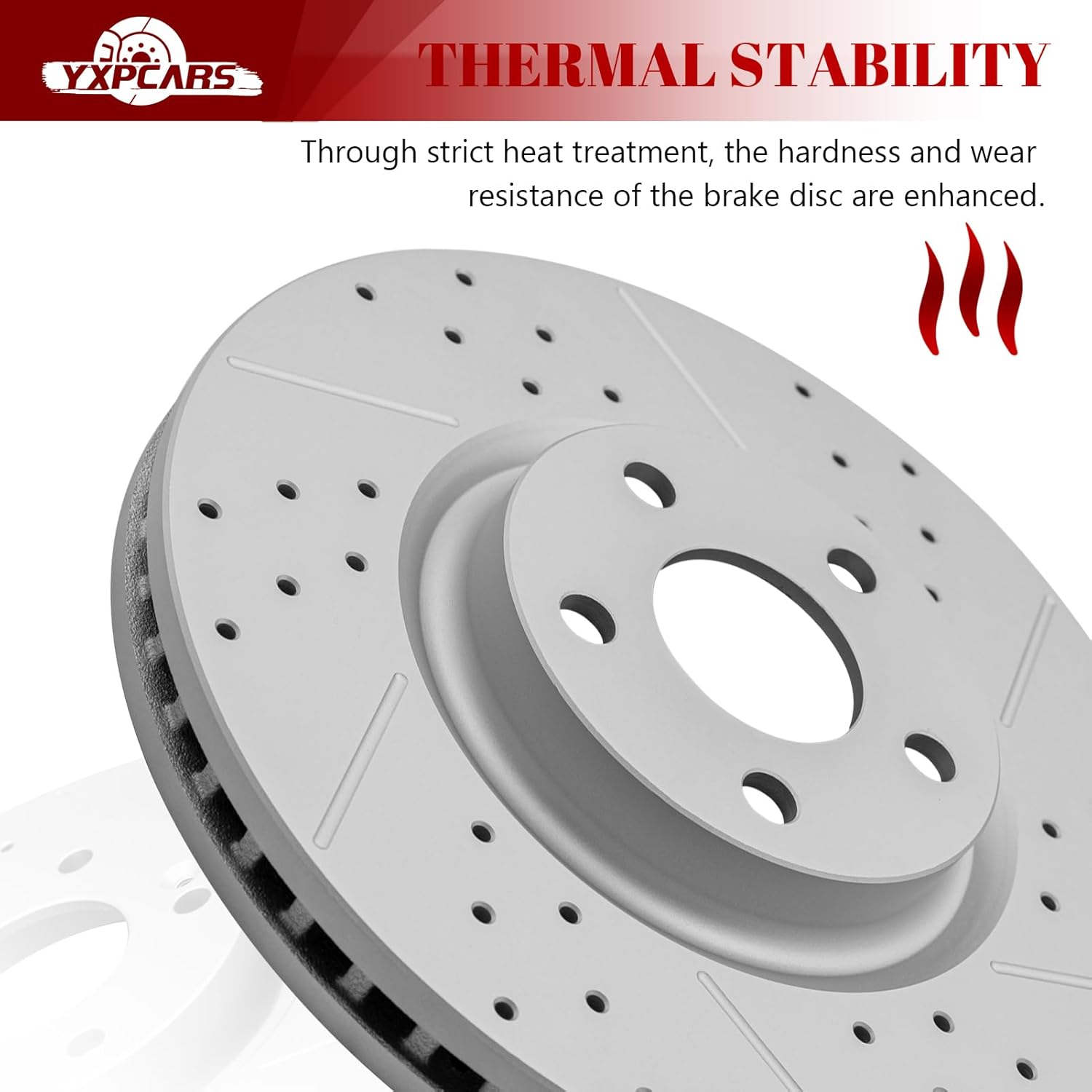 Ceramic Front Brakes Pad and Rotors Drilled Slotted Vented Replacement Disc Brake Kits for Ford Edge 2015 2016 2017 2018 2019 2020 w/ 12.44 Inch (316.0 mm)