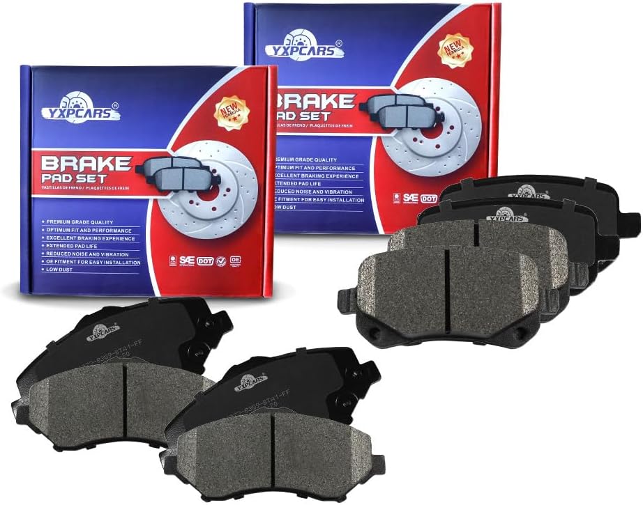 Vehicle Brake Pad for 2008-2016 Chrysler Town & Country Dodge Grand Caravan 2009-2013 Dodge Journey 2009-2014 Volkswagen Routan Brake Pads Are Right Dimensions by DOT Reviewed!