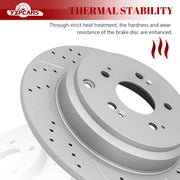 Ceramic Rear Brakes Pad and Rotors Drilled Slotted Solid Replacement Disc Brake Kits for Honda Odyssey 2011-2017/ Pilot 2009-2015, for Acura Mdx 2007-2013/ Zdx 2010-2013