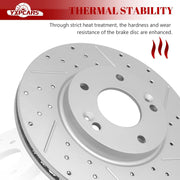 Ceramic Front Brakes Pad and Rotors Drilled Slotted Vented Replacement Disc Brake Kits for Hyundai Elantra 2013-2016/ Elantra Coupe 2013-2014/ Elantra Gt 2013-2015/ Veloster 2012