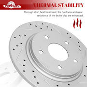 Ceramic Rear Brakes Pad and Rotors Drilled Slotted Solid Replacement Disc Brake Kits for Dodge Journey 2013/ Grand Caravan 2012 2013 2014 2015 2016 (With Single Piston Front Caliper)