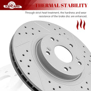 Ceramic Front Brakes Pad and Rotors Drilled Slotted Vented Replacement Disc Brake Kits for Acura Ilx 2013 2014 2015 2.4L, for Honda Civic 2012-2015 Si/Cr-V 2005-2006