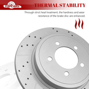 Ceramic Rear Brakes Pad and Rotors Drilled Slotted Solid Replacement Disc Brake Kits for Mercury Mountaineer 2006-2010, for Ford Explorer 2006-2010/ Explorer Sport Trac 2007 2008 2009 2010